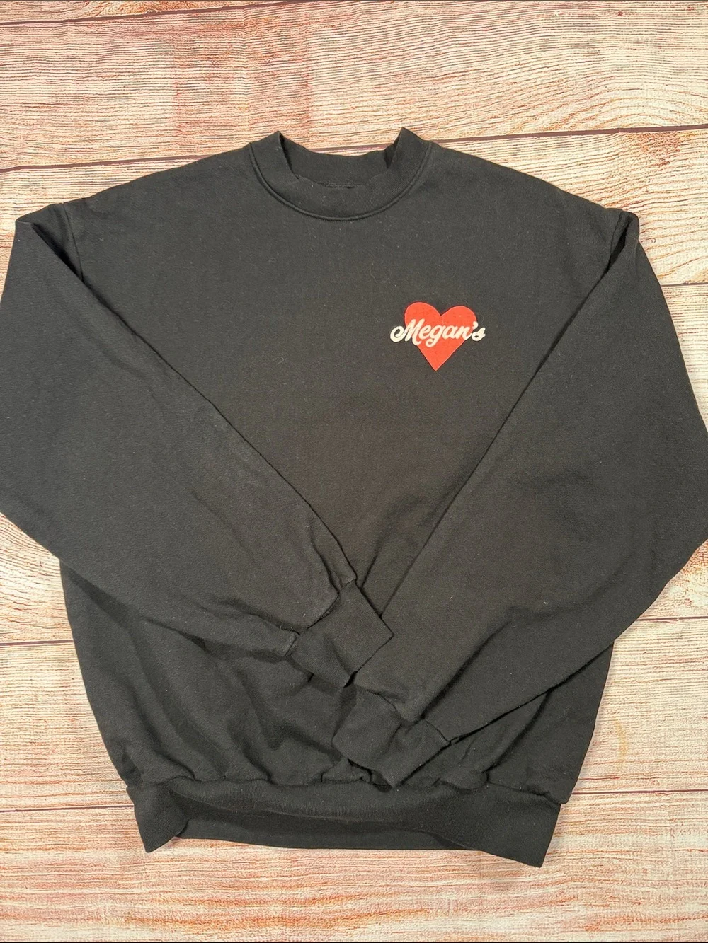 Megan’s Freshly Baked Black L Crewneck Sweatshirt Peace Sign Cannabis Graphic